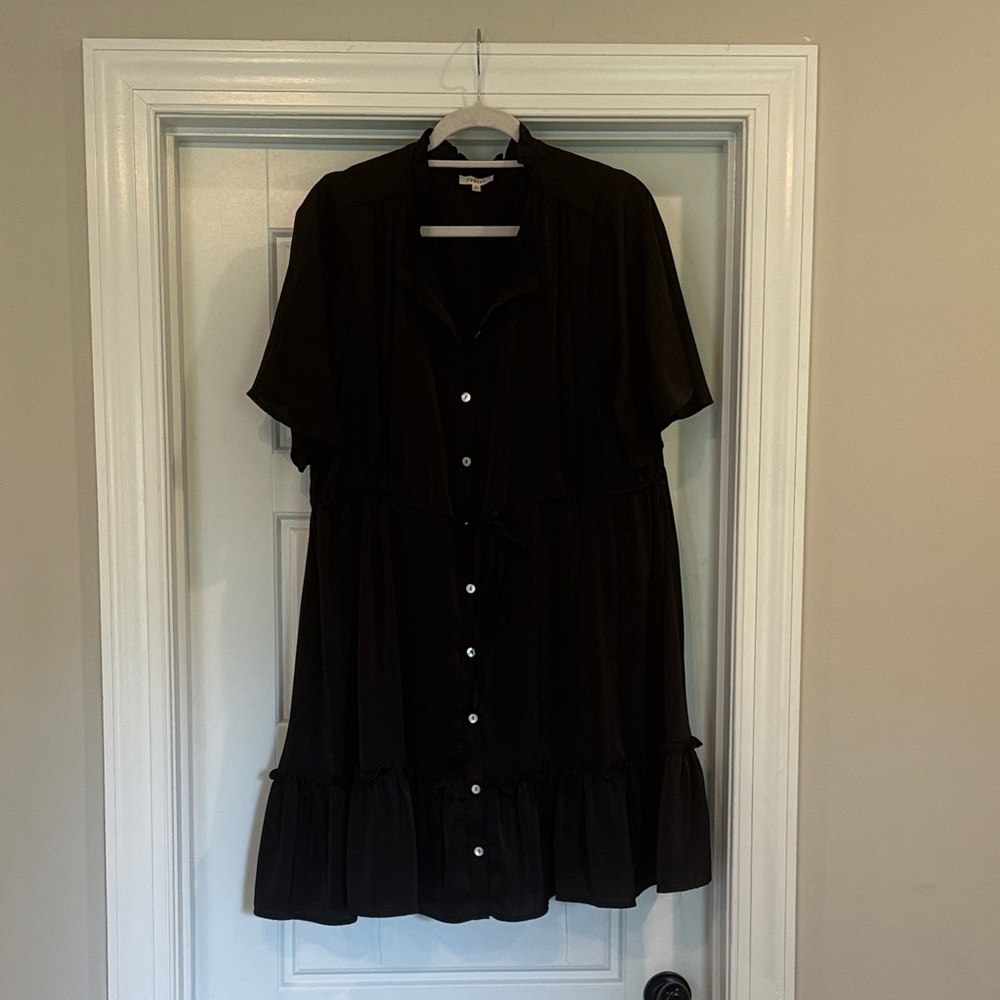JODIFL Elegant Black Button-Down Mini Dress